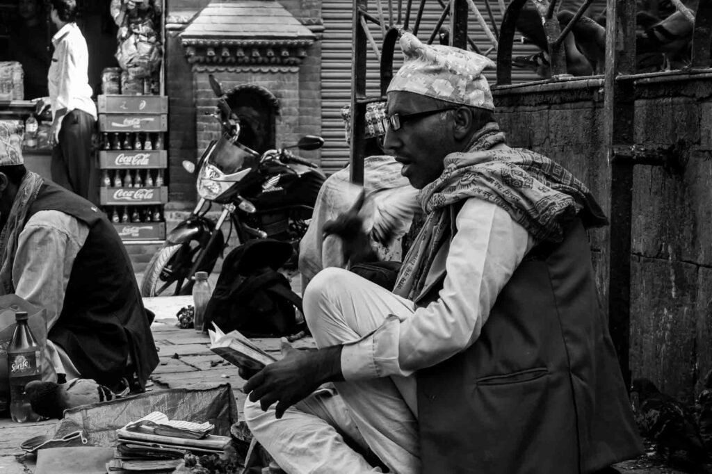 Brahmins gurus in the side of temple.