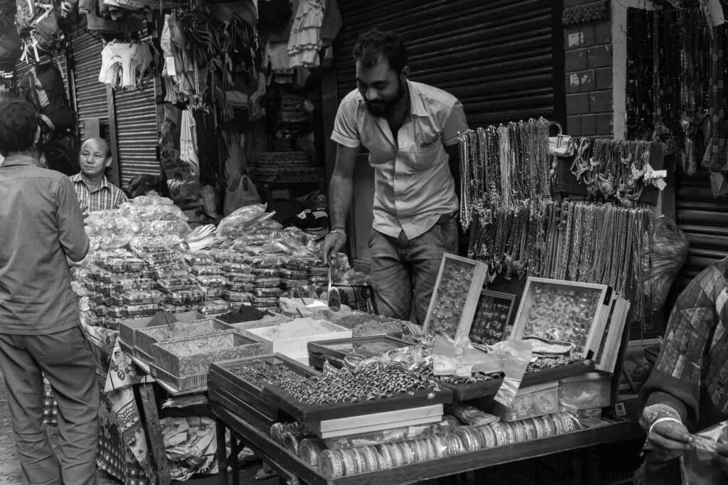 Jewelers shop in the street.