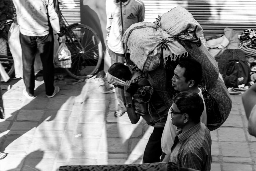 Walker and worker in same row.