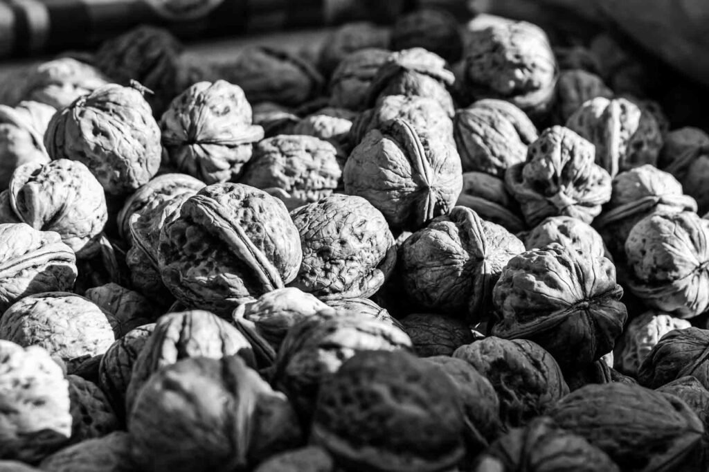 Walnuts in the basket.