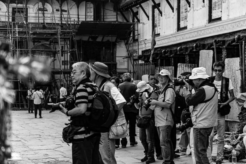 Groups of temple visiting Basantapur.